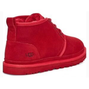 UGG Neubel Kids Red Suede Shearling Chukka Ankle Lace Up Boots Size 13